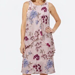 Ralph Lauren Summer Dress Size 6 Pink Blue Floral Sleeveless Overlay Lined